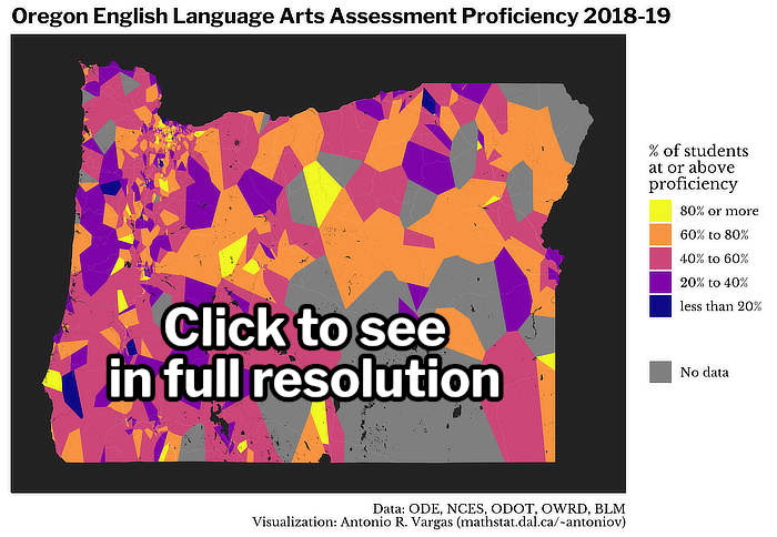 Preview of the map for English language arts proficiency.
          Click to see the map in full resolution.